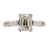 Estate: Platinum 1.41 Carat Emerald Cut Engagement Ring With Engraving